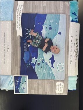Sea Life Plush Milestone Mat - Blue Ocean Baby Blanket